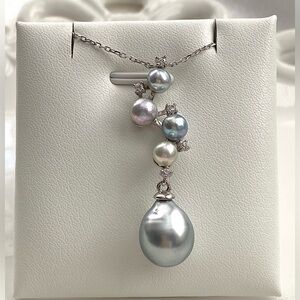 N254-High Quality Handmade S925 Akoya Pearl And Tahitian Pearl Necklace